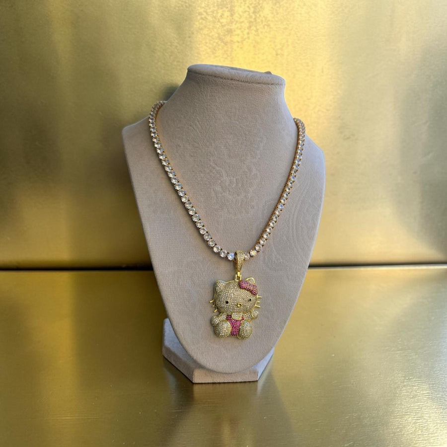 Iced Out Gold Filled Tennis Chain with CZ Pendant – 18" Length, 5mm Width