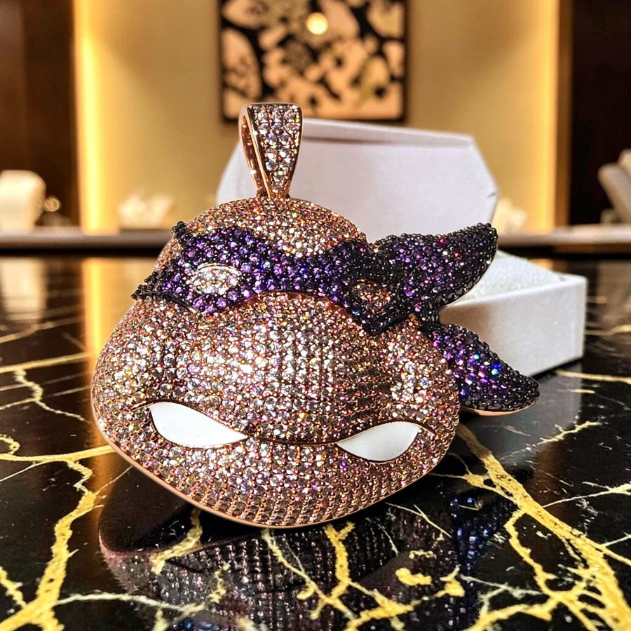 Custom Gold filled  Pendant  Rose & Purple CZ Stones (51x53mm)