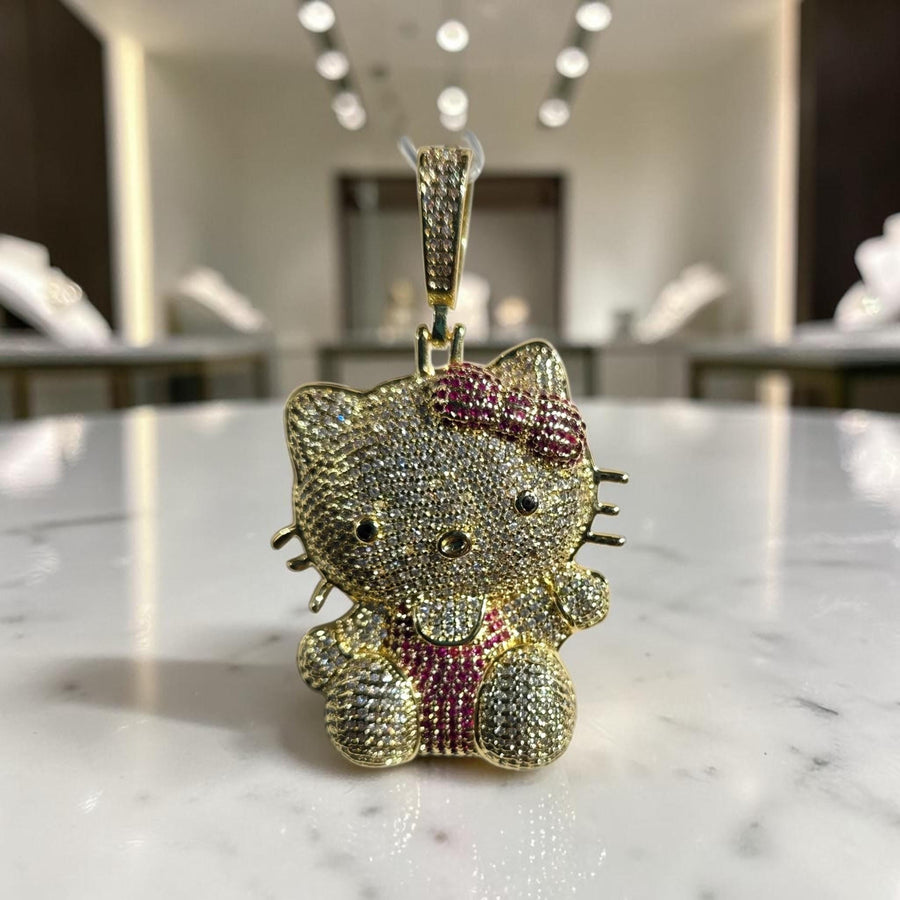 Iced out  custom  gold filled pendant 35*60