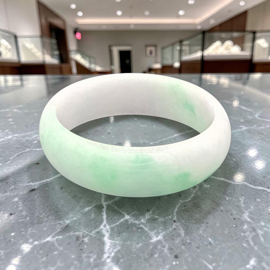 Natural Two-Tone Jade Bangle- 18mm / Sz. 7
