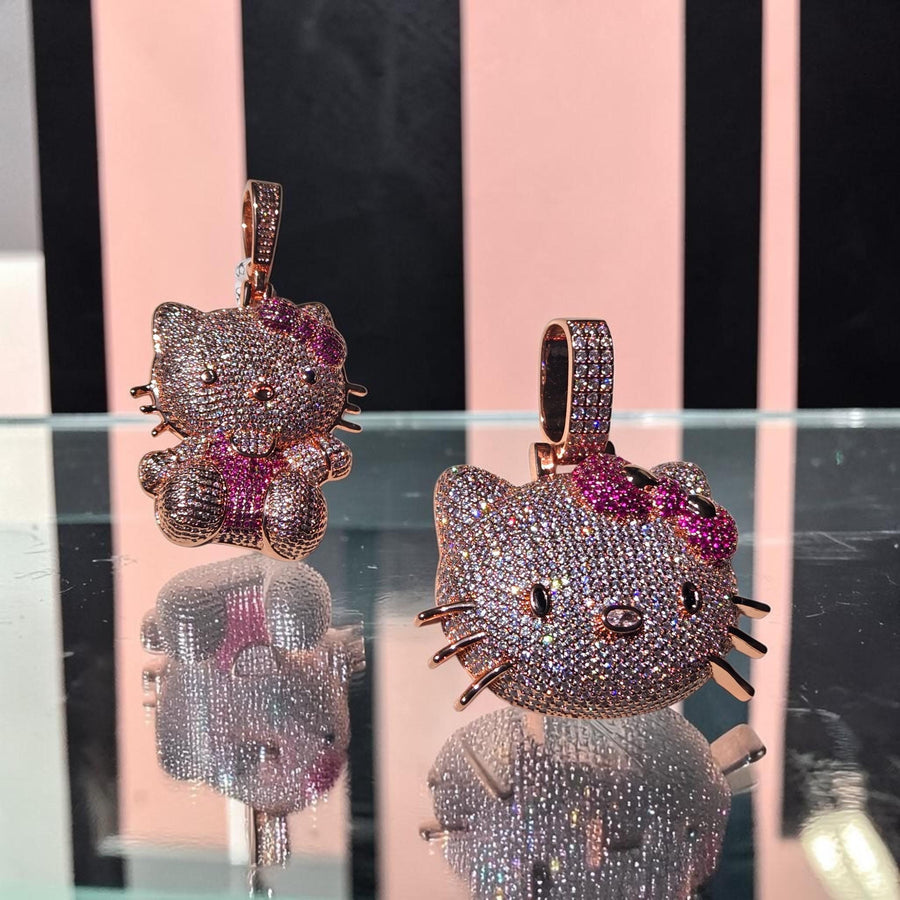 Iced out custom  set 34*58 - 45 *60 mm  gold filled rose gold 5 A grade cz hand cut stones pendants