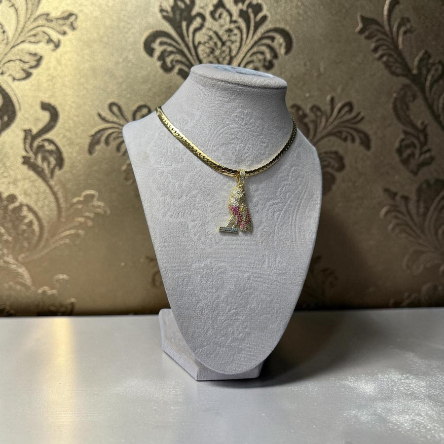 Gold Filled Snake Chain Necklace – Iced Owl Pendant with CZ (18 inches)