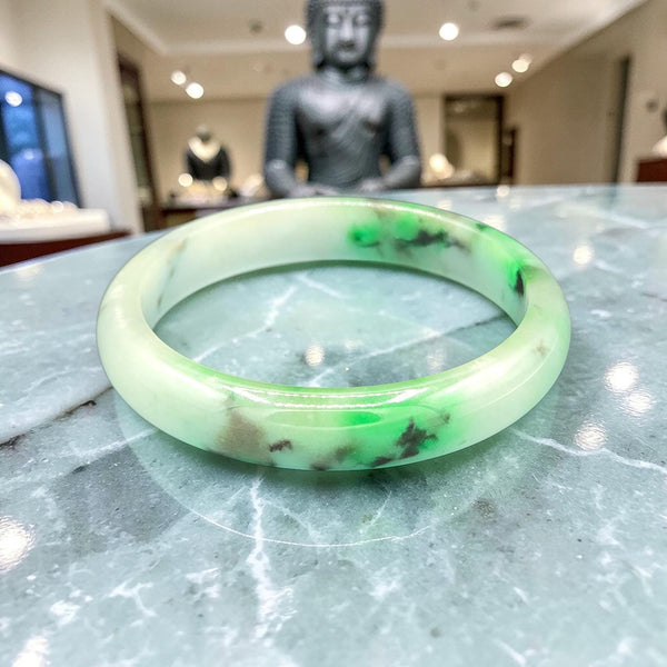 Multi-colored  Substantial Size Jade Bangle Bracelet – 14mm / Sz.8.75