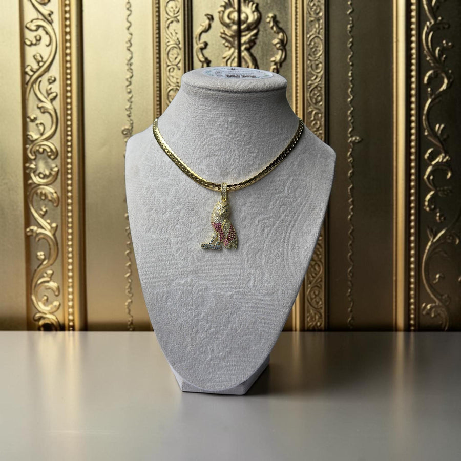Gold Filled Snake Chain Necklace – Iced Owl Pendant with CZ (18 inches)