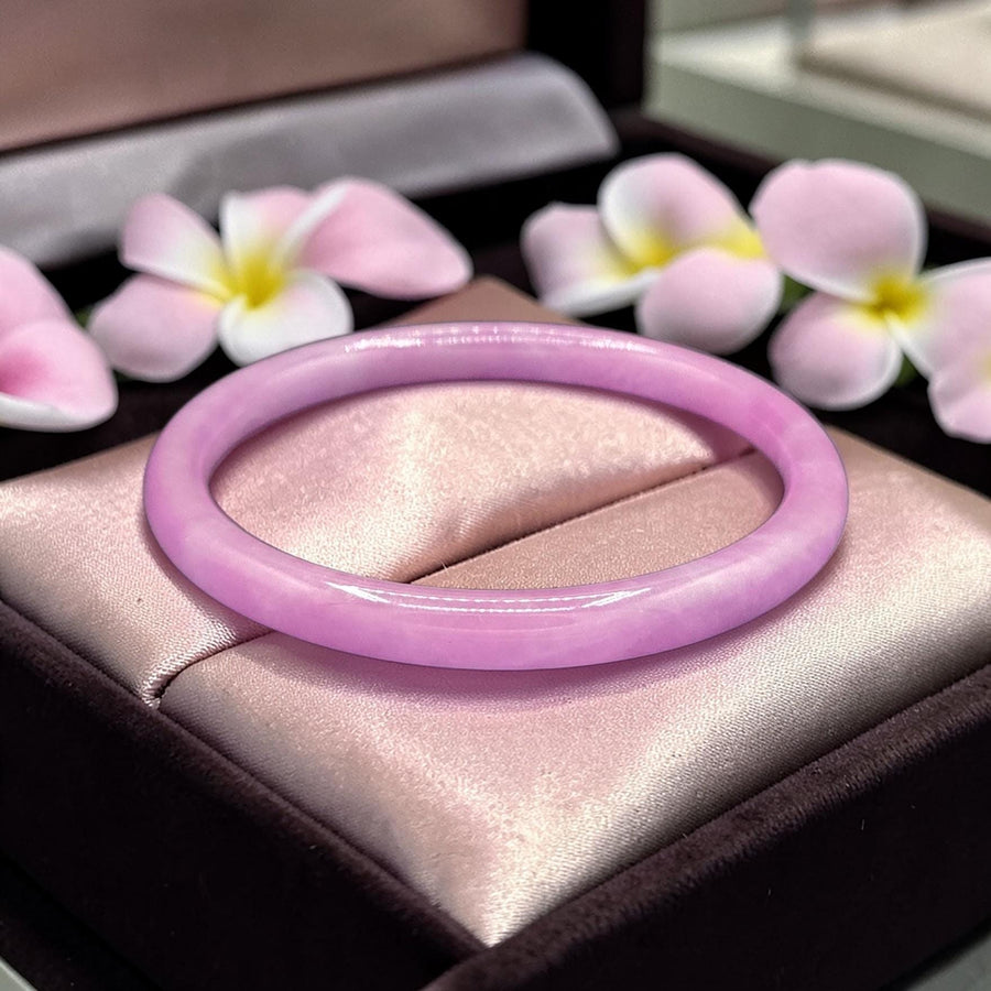 Substantial Size  Lavender Jade Barrel Bangle- 8mm / Sz.9
