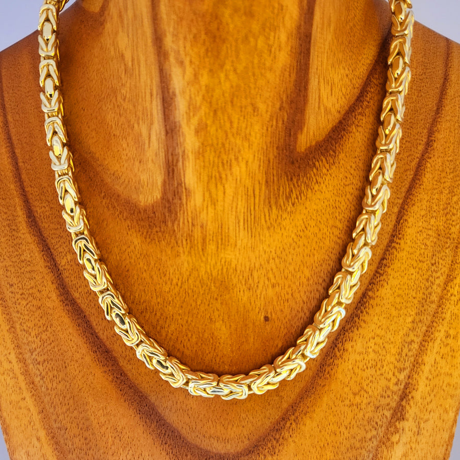 Gold Over Silver  Byzantine Solid Chain 6mm