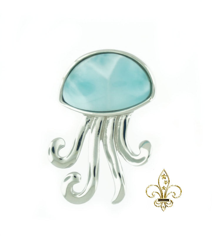 Larimar Jellyfish Pendant in Sterling Silver